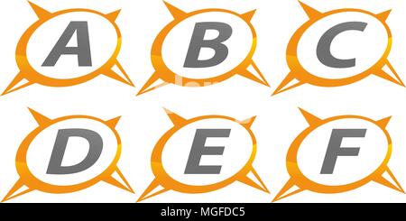 Compass Guide Solution Template Set Stock Vector