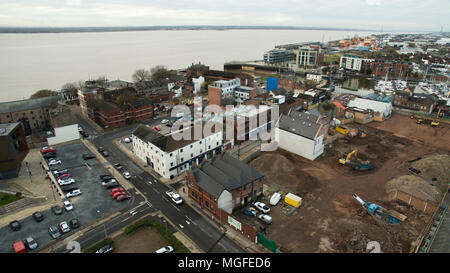 aerial view Humber Street, kingston upon Hull, hull fruit market redevelopment and renovation Stock Photo