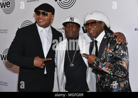 LL Cool J, Grandmaster Flash and Nile Rodgers attend the We Are Family Foundation 2018 Gala at Hammerstein Ballroom on April 27, 2018 in New York City. Credit: Erik Pendzich/Alamy Live News Stock Photo