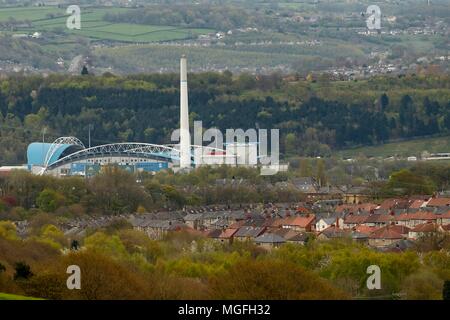Huddersfield, UK, 28 April 2018. A general view of John Smith's Stadium before the Premier League match between Huddersfield Town and Everton at John Smith's Stadium on April 28th 2018 in Huddersfield, England. (Photo by Daniel Chesterton/phcimages.com) Stock Photo