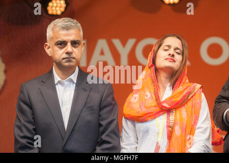 London UK. 28th Aril 2018. Londo Mayor Sadiq Khan attends Vaisakhi festival in Trafalgar Square which  celebrates Sikh and Punjabi tradition, heritage and culture Credit: amer ghazzal/Alamy Live News Stock Photo