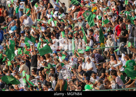 Treviso, Italy. 28th April, 2018. Benetton's supporters celebrate their players in the match against Zebre Rugby Club GuinnessPro14©Massimiliano Carnabuci/Alamy Live news Stock Photo