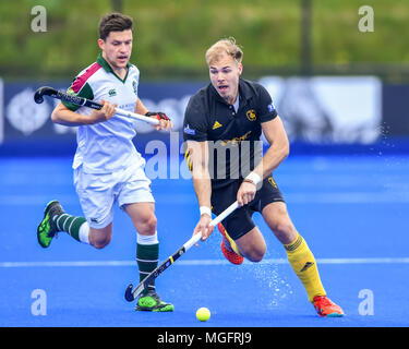London, UK. 28th Apr, 2018. Chris Proctor of Beeston in action  during MHL Semi-Final 2 between Surbiton (2nd) v Beeston (3rd)  of the 2018 England Hockey League Final on Saturday, 28 April 2018. London, England. Credit: Taka Wu/Alamy Live News Credit: Taka Wu/Alamy Live News Stock Photo