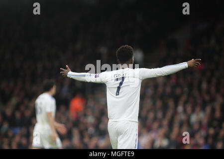 London, UK. 28th Apr, 2018. Demarai Gray of Leicester city . Premier League match, Crystal Palace v Leicester City at Selhurst Park in London on Saturday 28th April 2018.  this image may only be used for Editorial purposes. Editorial use only, license required for commercial use. No use in betting, games or a single club/league/player publications. pic by Kieran Clarke/Andrew Orchard sports photography/Alamy Live news Credit: Andrew Orchard sports photography/Alamy Live News Stock Photo