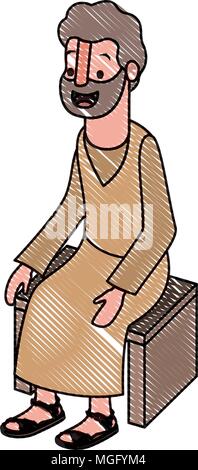 apostle of Jesus sitting on wooden chair Stock Vector