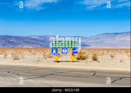 Directional Signs to Lone Pine and Furnace Creek in Death Valley, California, USA Stock Photo