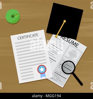 Graduate looking for job. Vector search job after education in university illustration Stock Vector