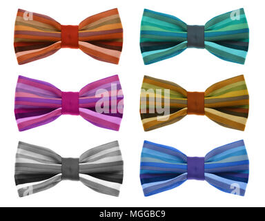 Collection of bow tie with color rainbow strip. isolated on white. Stock Photo