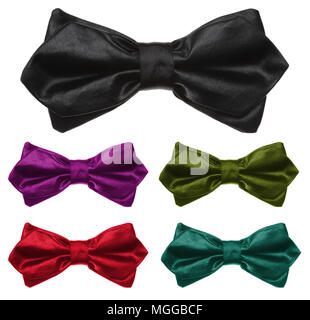 Collection of color bow tie. Isolated on white. Stock Photo