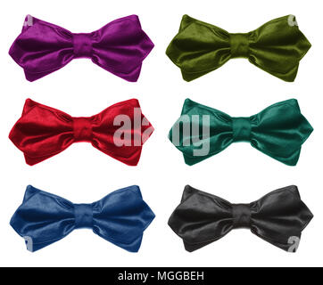 Collection of color bow tie. Isolated on white. Stock Photo