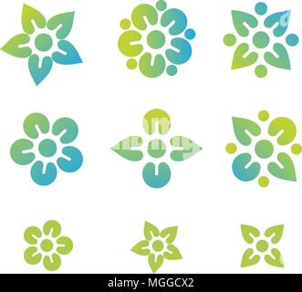 vector color flower and sun icon logo vector ,healthy products Stock Vector