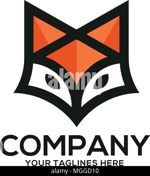 fox head logo vector, Flat vector fox logo isolated on white background, flat and color style European forest animal collection Stock Vector
