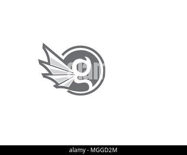 letter G circle with gargoyle wing style, classy letter G with wing Stock Vector
