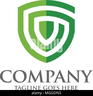 Shield logo abstract tech style logo, created shield with line elements, shield abstract geometric style Stock Vector