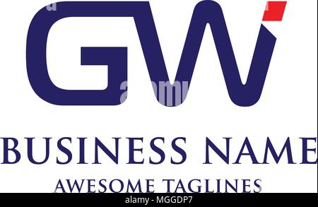 GW letter logo design vector illustration template, G letter logo vector, letter g and w logo vector, creative Letter GW letter logo, letter g and w l Stock Vector