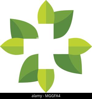 creative hidden cross pharmacy with leaf logo design vector concept Stock Vector