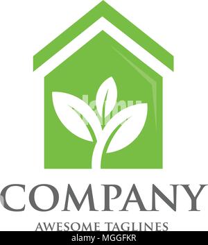 Green house logo, eco house Logo building and real estate company Stock Vector