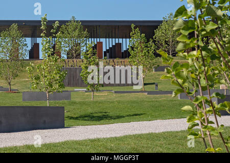 Montgomery, Alabama - The National Memorial for Peace and Justice. The memorial remembers the '4400 African American men, women, and children [who] we Stock Photo