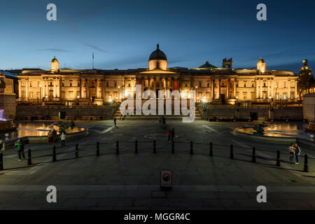 Trafalgar Square looking towards The National Portrait Gallery London. Stock Photo