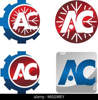 Letter AC Gear Template Set Stock Vector