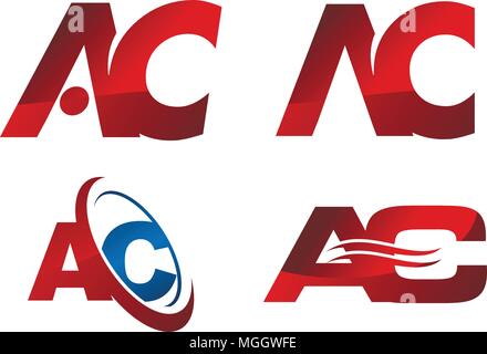 Letter AC Gear Template Set Stock Vector