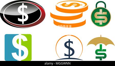 Money Dollar Template Set Stock Vector