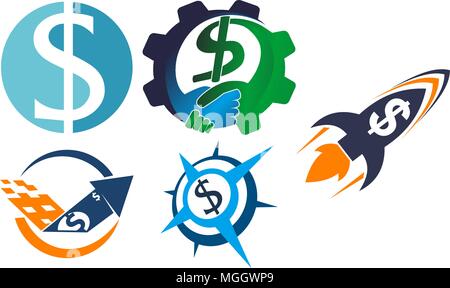 Money Dollar Template Set Stock Vector