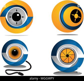 Surveillance Camera Template Set Stock Vector