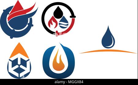Oil Water Gas Pipe Solution Set Stock Vector