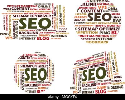 Search Engine Optimization Template Set Stock Vector