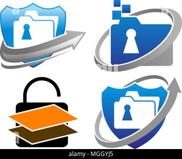 Data protection concept Set Stock Vector