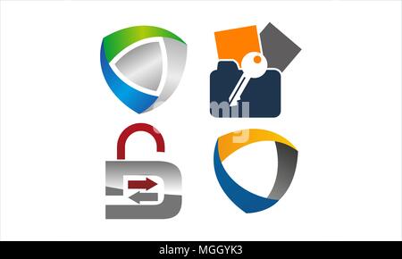 Data protection concept Set Stock Vector