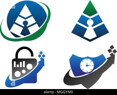 Protection Design Template Set Stock Vector