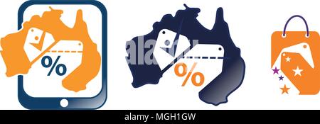 Australian Coupon Shopping Set Stock Vector