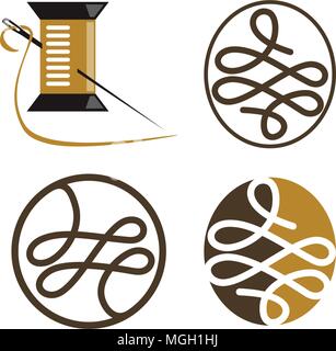 Needle and Yarn Sewing Set Stock Vector
