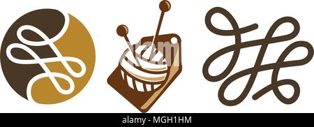 Needle and Yarn Sewing Set Stock Vector