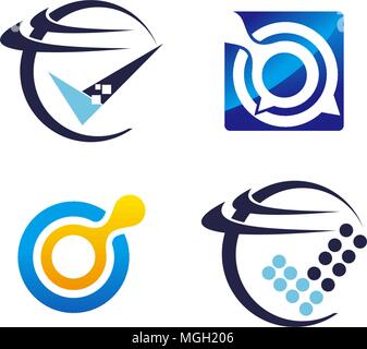 Technology Connection Logo Set Stock Vector