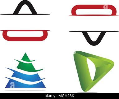 Shield Triangle Emblem Logo Blank Template Set Stock Vector