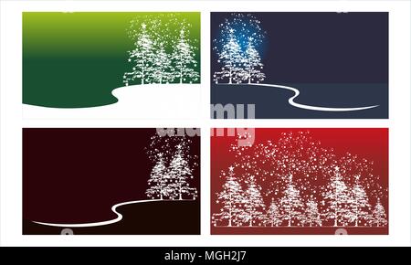 Cedar Tree Background Template Set Stock Vector