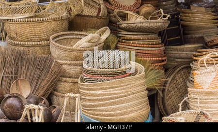 baskets for sale in the market Stock Photo