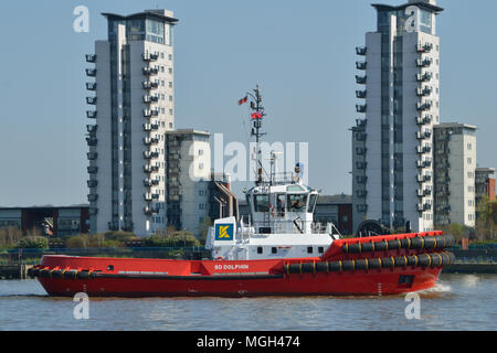 Kotug Smit tugs working on the River Thames in London Stock Photo