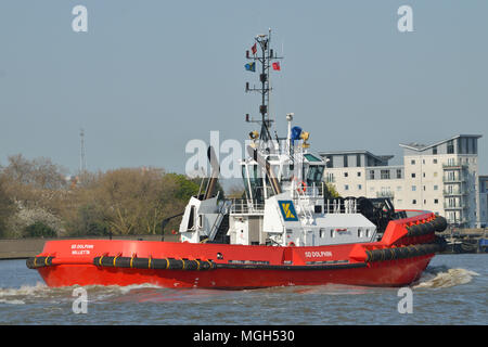 Kotug Smit tugs working on the River Thames in London Stock Photo