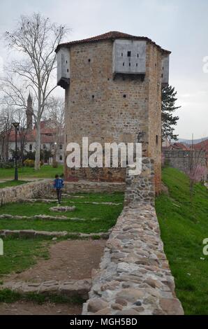 The town of Novi Pazar in the historical region of Sandzak, Serbia: the Tower (kula) of the fortress Stock Photo