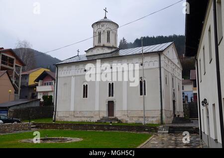 The small town of Prijepolje by the Lim river in the region of Sandzak, Serbia: the orthodox church Stock Photo