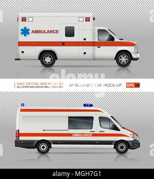 Download White ambulance car vector mock-up. Isolated medical van ...