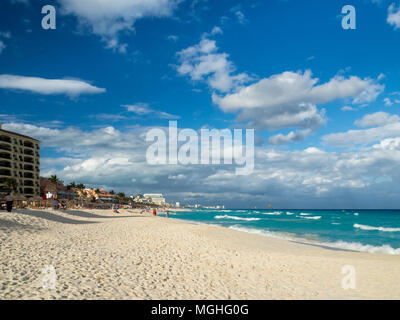 Cancun, Mexico, South America: [Tropical relaxation at zona hotelera in cancun, tourist destination, playa Chac Mool beach] Stock Photo