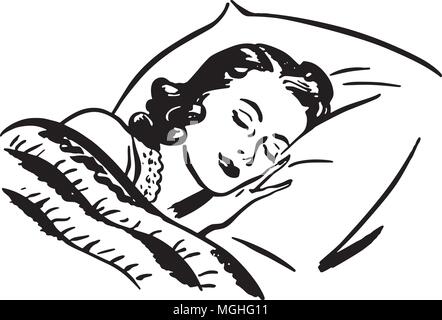 Sleeping Woman - Retro Clipart Illustration Stock Vector