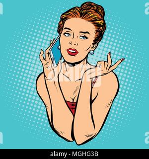 Beautiful woman talking on the phone Stock Vector