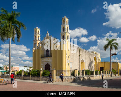 Merida, Mexico, South America: [Saint John Baptist, San Juan Bautista church, historical center of Merida, tourist attraction. Stock Photo