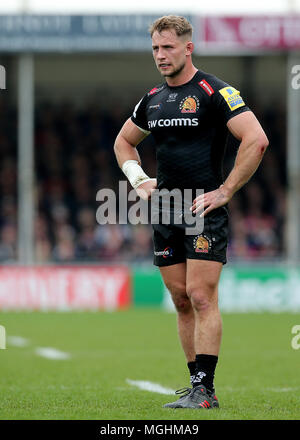 exeter chiefs sam hill during the aviva premiership match at sandy park exeter stock photo alamy
